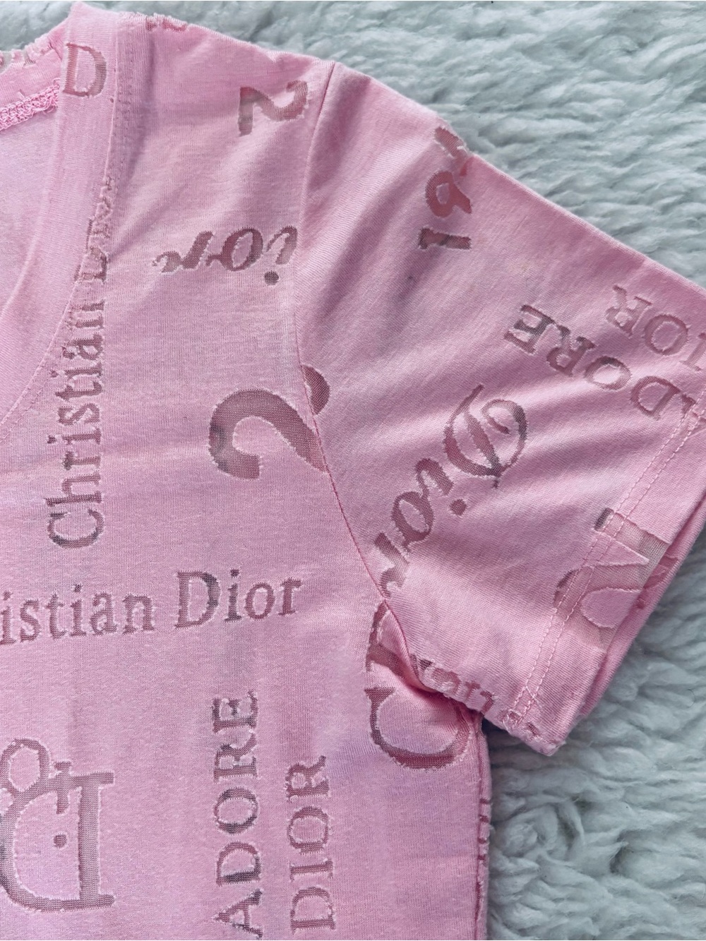 Christian Dior Pink Logo Silhouette Vintage Tee Sz EU42 US S-M - Picture 4 of 16